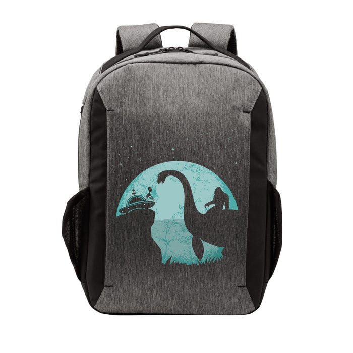 Bigfoot Riding Loch Ness Monster Sasquatch Ufo Abduction Vector Backpack