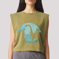 Bigfoot Riding Loch Ness Monster Sasquatch Ufo Abduction Garment-Dyed Women's Muscle Tee