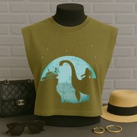 Bigfoot Riding Loch Ness Monster Sasquatch Ufo Abduction Garment-Dyed Women's Muscle Tee