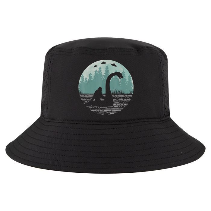 Bigfoot Riding Loch Ness Monster Nessie Funny Sasquatch Ufo Cool Comfort Performance Bucket Hat