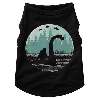 Bigfoot Riding Loch Ness Monster Nessie Funny Sasquatch Ufo Doggie Tank