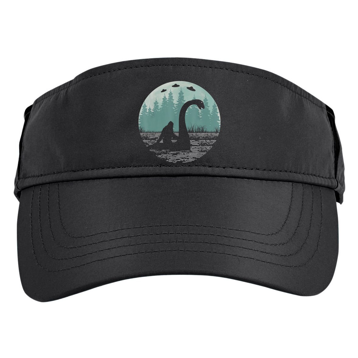 Bigfoot Riding Loch Ness Monster Nessie Funny Sasquatch Ufo Adult Drive Performance Visor