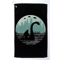 Bigfoot Riding Loch Ness Monster Nessie Funny Sasquatch Ufo Golf Towel