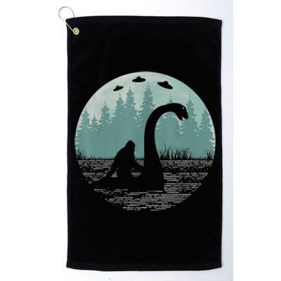 Bigfoot Riding Loch Ness Monster Nessie Funny Sasquatch Ufo Platinum Collection Golf Towel