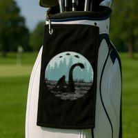Bigfoot Riding Loch Ness Monster Nessie Funny Sasquatch Ufo Golf Towel