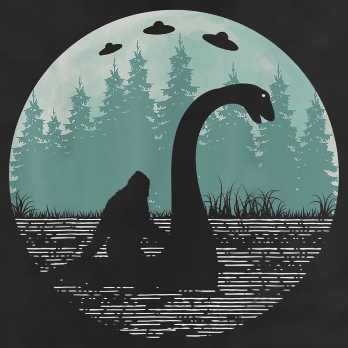 Bigfoot Riding Loch Ness Monster Nessie Funny Sasquatch Ufo Golf Towel