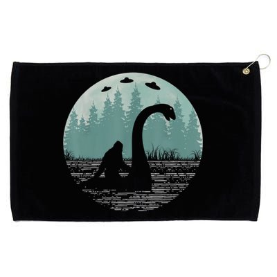 Bigfoot Riding Loch Ness Monster Nessie Funny Sasquatch Ufo Grommeted Golf Towel