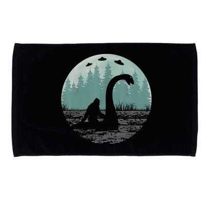 Bigfoot Riding Loch Ness Monster Nessie Funny Sasquatch Ufo Microfiber Hand Towel