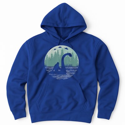 Bigfoot Riding Loch Ness Monster Nessie Funny Sasquatch Ufo Hoodie