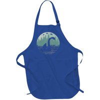 Bigfoot Riding Loch Ness Monster Nessie Funny Sasquatch Ufo Full-Length Apron With Pockets