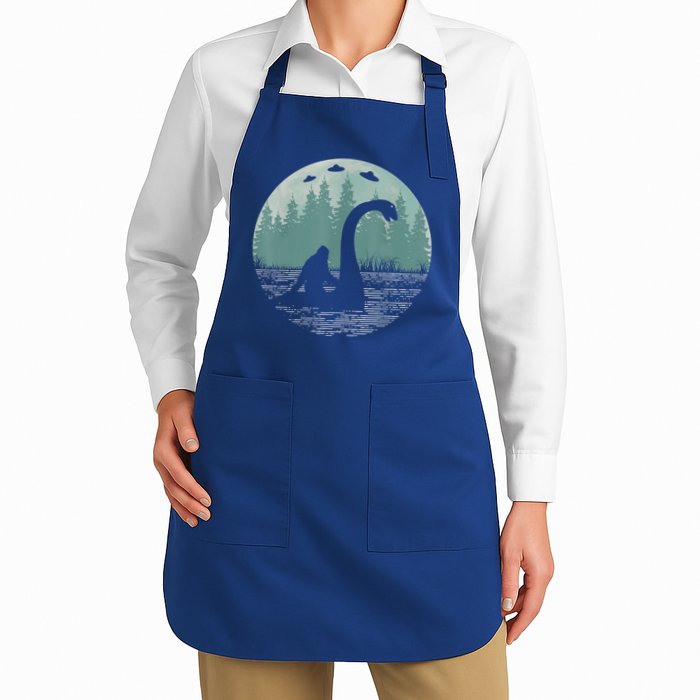 Bigfoot Riding Loch Ness Monster Nessie Funny Sasquatch Ufo Apron