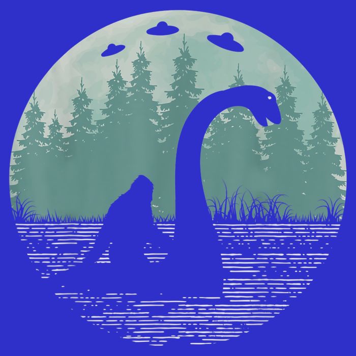Bigfoot Riding Loch Ness Monster Nessie Funny Sasquatch Ufo Apron