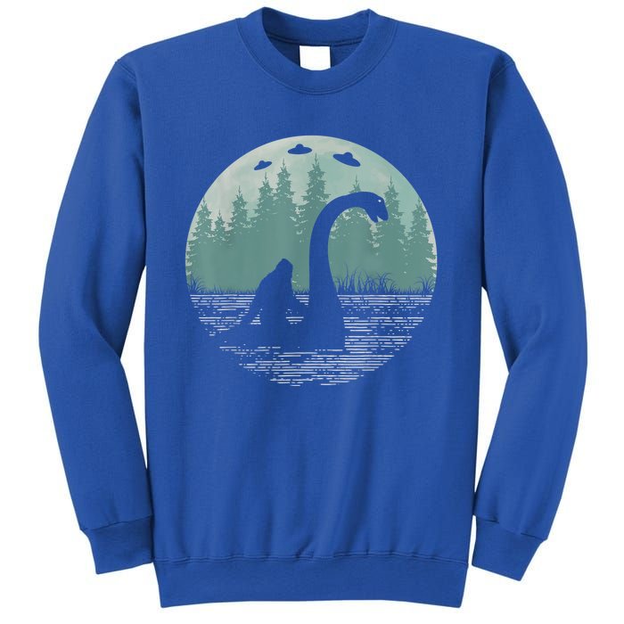 Bigfoot Riding Loch Ness Monster Nessie Funny Sasquatch Ufo Sweatshirt