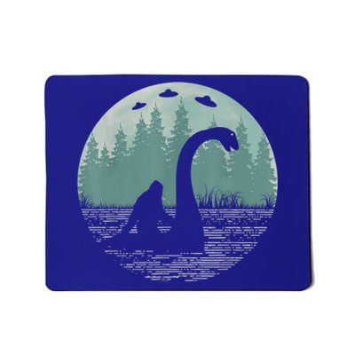 Bigfoot Riding Loch Ness Monster Nessie Funny Sasquatch Ufo Mousepad