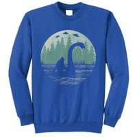 Bigfoot Riding Loch Ness Monster Nessie Funny Sasquatch Ufo Tall Sweatshirt