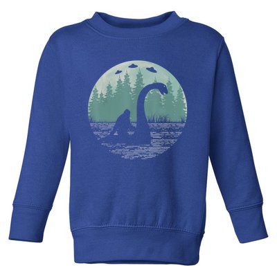 Bigfoot Riding Loch Ness Monster Nessie Funny Sasquatch Ufo Toddler Sweatshirt