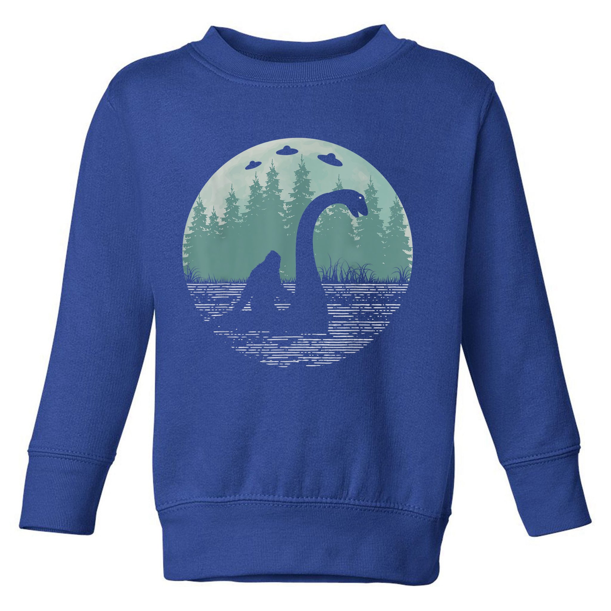 Bigfoot Riding Loch Ness Monster Nessie Funny Sasquatch Ufo Toddler Sweatshirt