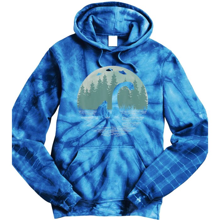 Bigfoot Riding Loch Ness Monster Nessie Funny Sasquatch Ufo Tie Dye Hoodie