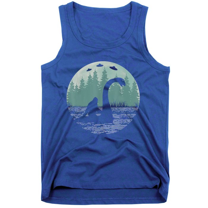 Bigfoot Riding Loch Ness Monster Nessie Funny Sasquatch Ufo Tank Top