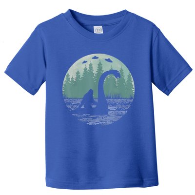 Bigfoot Riding Loch Ness Monster Nessie Funny Sasquatch Ufo Toddler T-Shirt