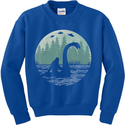 Bigfoot Riding Loch Ness Monster Nessie Funny Sasquatch Ufo Kids Sweatshirt