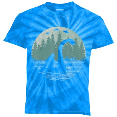 Bigfoot Riding Loch Ness Monster Nessie Funny Sasquatch Ufo Kids Tie-Dye T-Shirt