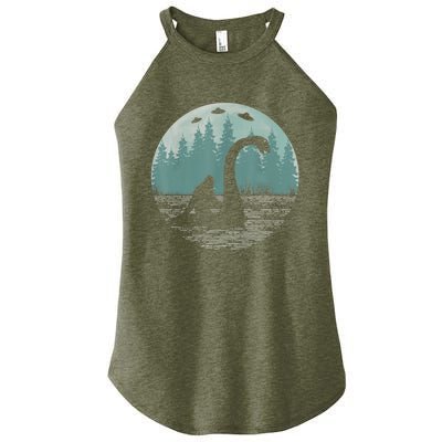 Bigfoot Riding Loch Ness Monster Nessie Funny Sasquatch Ufo Women's Perfect Tri Rocker Tank