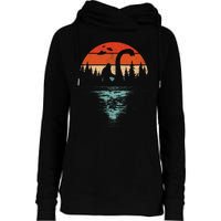 Bigfoot Riding Loch Ness Monster 80s Funny Sasquatch Nessie Womens Funnel Neck Pullover Hood