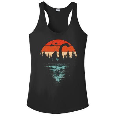 Bigfoot Riding Loch Ness Monster 80s Funny Sasquatch Nessie Ladies PosiCharge Competitor Racerback Tank