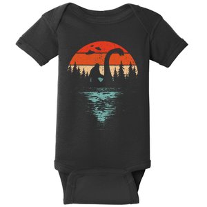 Bigfoot Riding Loch Ness Monster 80s Funny Sasquatch Nessie Baby Bodysuit