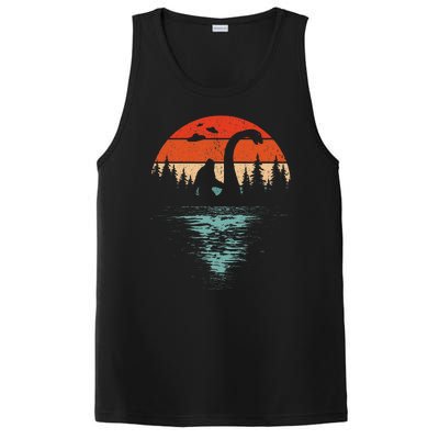 Bigfoot Riding Loch Ness Monster 80s Funny Sasquatch Nessie PosiCharge Competitor Tank