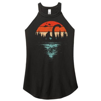 Bigfoot Riding Loch Ness Monster 80s Funny Sasquatch Nessie Women’s Perfect Tri Rocker Tank