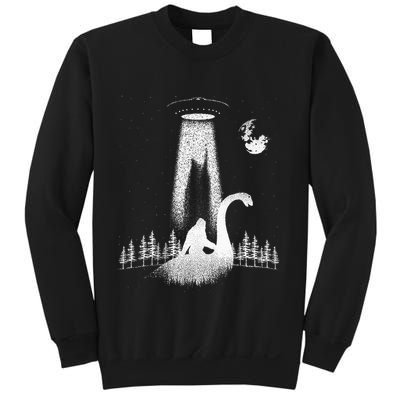 Bigfoot Riding Loch Ness Monster Nessie Funny Sasquatch Ufo Sweatshirt