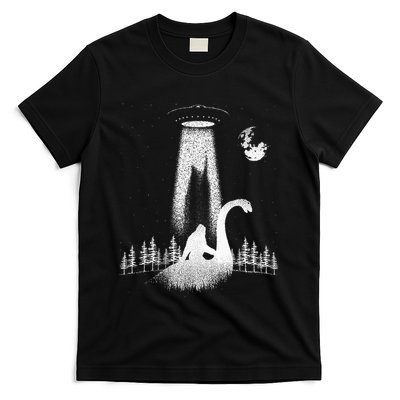 Bigfoot Riding Loch Ness Monster Nessie Funny Sasquatch Ufo T-Shirt