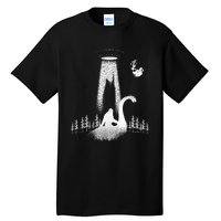 Bigfoot Riding Loch Ness Monster Nessie Funny Sasquatch Ufo Tall T-Shirt