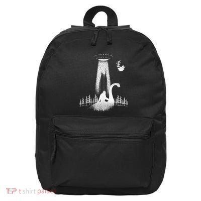 Bigfoot Riding Loch Ness Monster Nessie Funny Sasquatch Ufo 16 in Basic Backpack