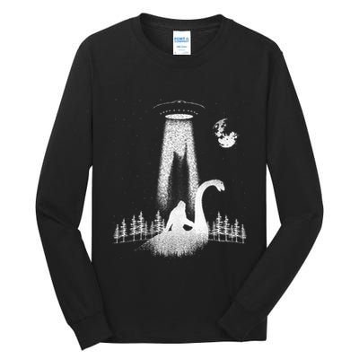 Bigfoot Riding Loch Ness Monster Nessie Funny Sasquatch Ufo Tall Long Sleeve T-Shirt