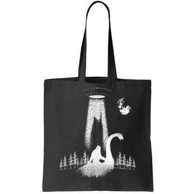 Bigfoot Riding Loch Ness Monster Nessie Funny Sasquatch Ufo Tote Bag