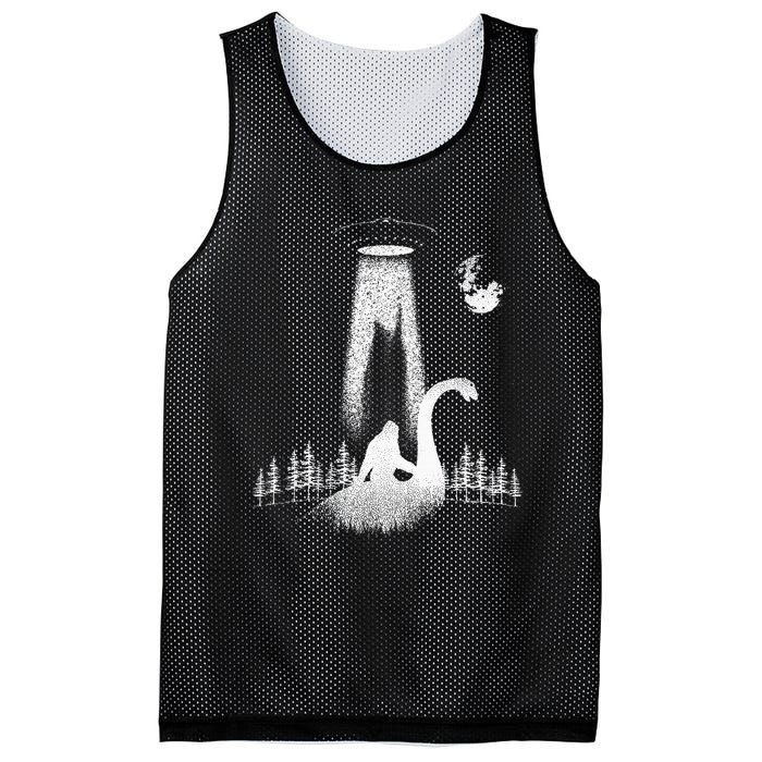 Bigfoot Riding Loch Ness Monster Nessie Funny Sasquatch Ufo Mesh Reversible Basketball Jersey Tank