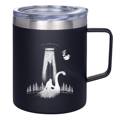 Bigfoot Riding Loch Ness Monster Nessie Funny Sasquatch Ufo 12oz Stainless Steel Coffee Mug