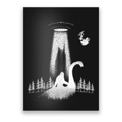 Bigfoot Riding Loch Ness Monster Nessie Funny Sasquatch Ufo Poster