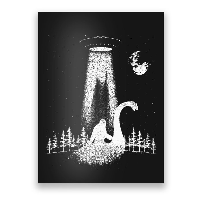 Bigfoot Riding Loch Ness Monster Nessie Funny Sasquatch Ufo Poster