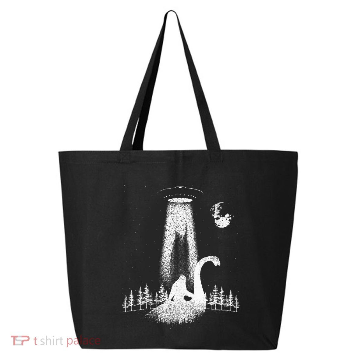 Bigfoot Riding Loch Ness Monster Nessie Funny Sasquatch Ufo 25L Jumbo Tote