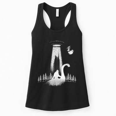 Bigfoot Riding Loch Ness Monster Nessie Funny Sasquatch Ufo Womens Tank Top