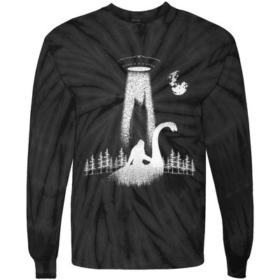 Bigfoot Riding Loch Ness Monster Nessie Funny Sasquatch Ufo Tie-Dye Long Sleeve Shirt