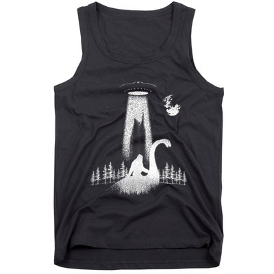 Bigfoot Riding Loch Ness Monster Nessie Funny Sasquatch Ufo Tank Top