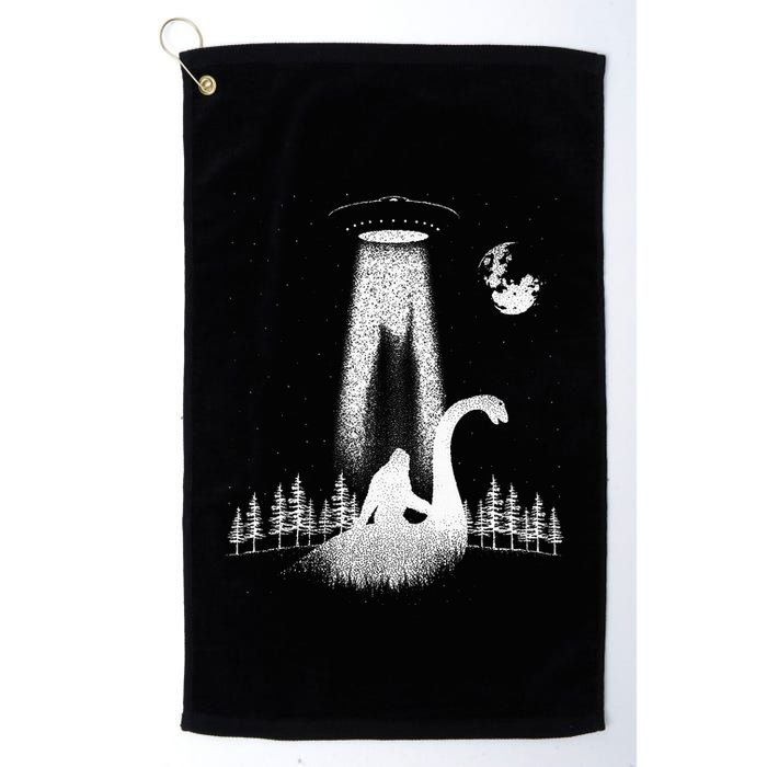 Bigfoot Riding Loch Ness Monster Nessie Funny Sasquatch Ufo Golf Towel