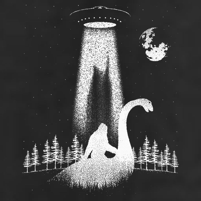 Bigfoot Riding Loch Ness Monster Nessie Funny Sasquatch Ufo Golf Towel