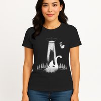 Bigfoot Riding Loch Ness Monster Nessie Funny Sasquatch Ufo Womens T-Shirt
