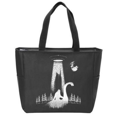 Bigfoot Riding Loch Ness Monster Nessie Funny Sasquatch Ufo Zip Tote Bag